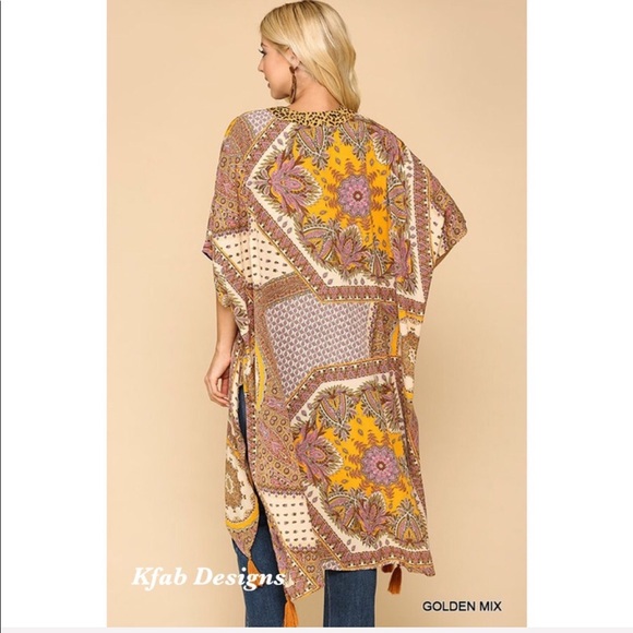 ❤️LAST! Gold Multi Animal Print Tassel Kimono! - Picture 5 of 7